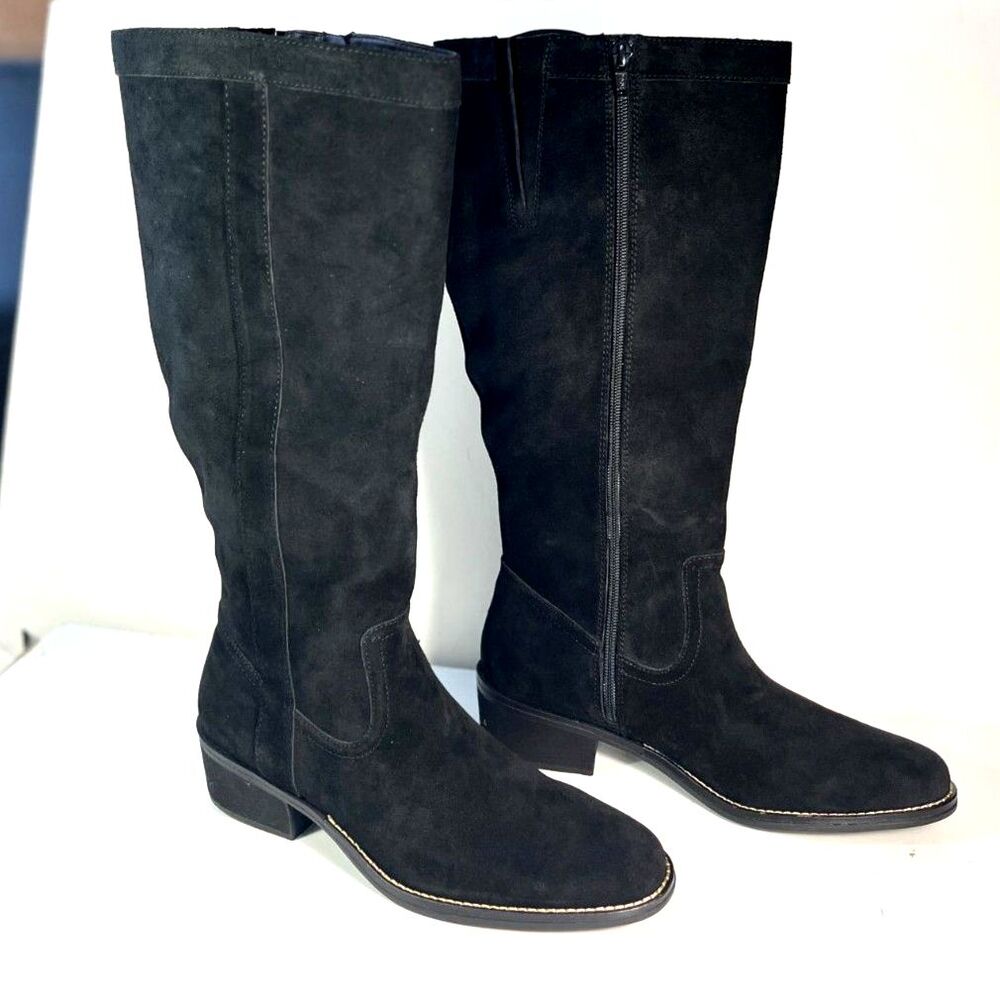 White Mountain Altitude Wide Calf Women's Black Suede Boots SZ 9 NEW